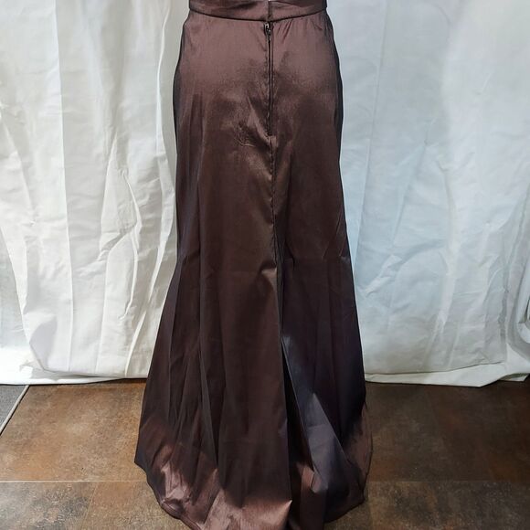 Tadashi Brown Satin Maxi Skirt Womens Size 4 Evening Formal Flare Stretch NWT - Picture 6 of 11
